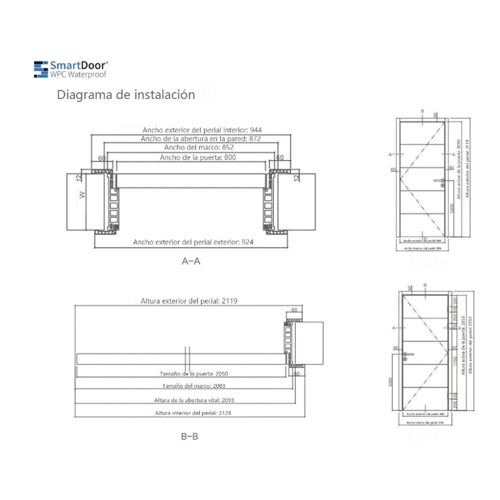 KIT PUERTA SD 201X71X4,5 WPC 3008 BLANCA